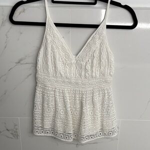 Abercrombie & Fitch White Lace Peplum Top